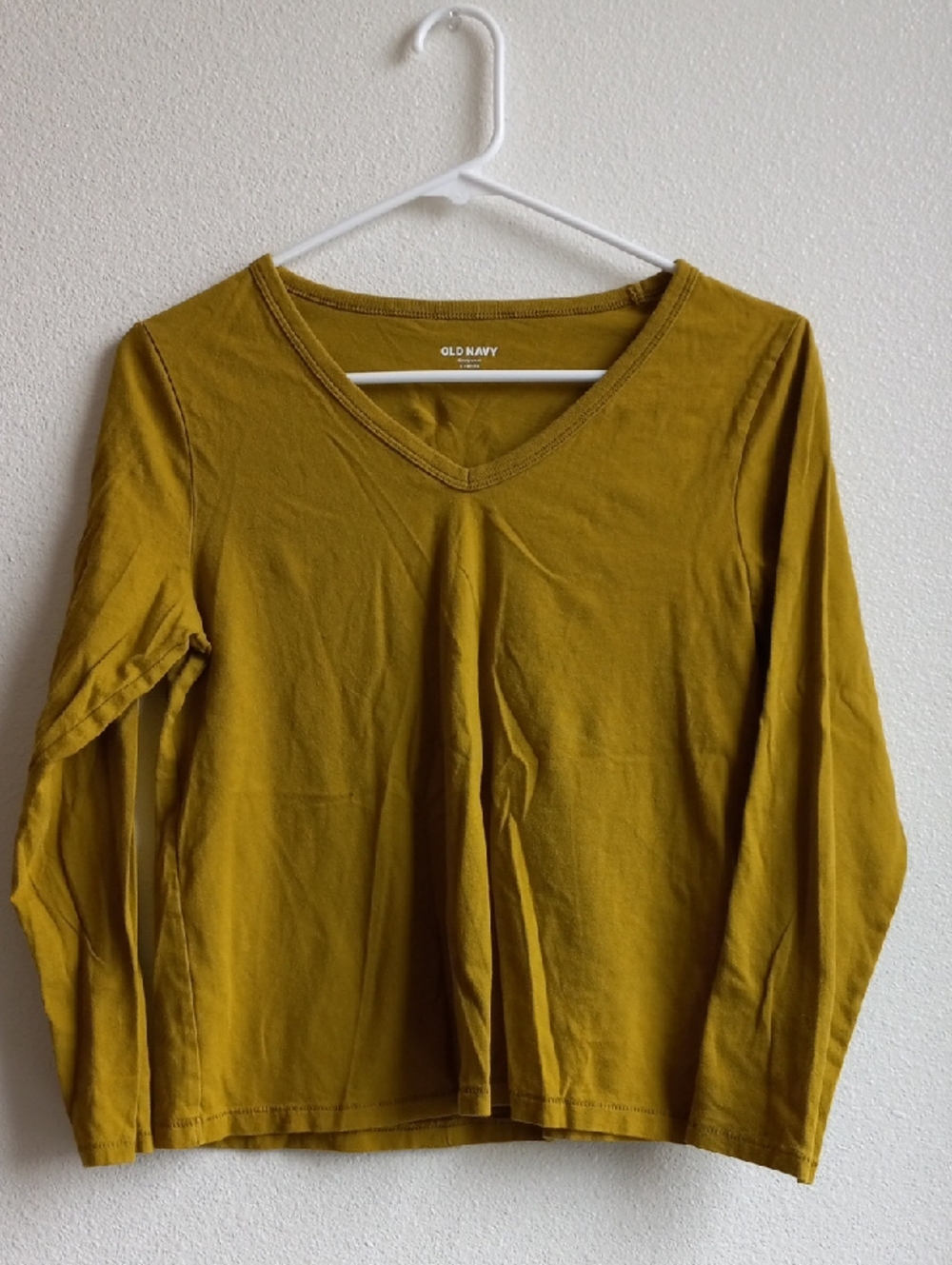 Old Navy Women's Mustard Long-Sleeve V-Neck Top